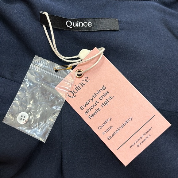 NWT Quince Silk Stretch Shirt Dress XS in Blue - Picture 14 of 16